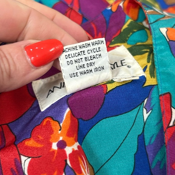 Andrea Gayle Tropical Floral Vintage Dress Size 10 Vintage 80s/90s Floral Dress - Picture 8 of 14
